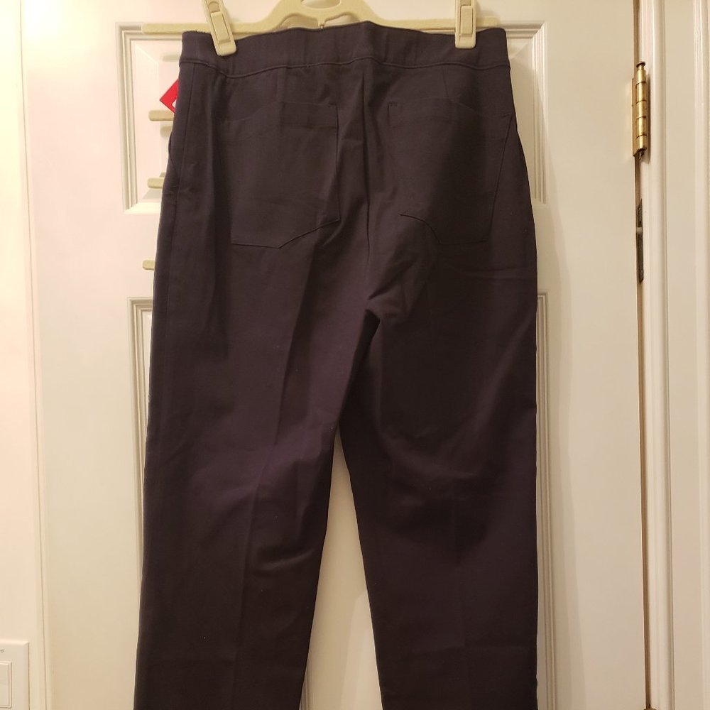 SPANX Polished Ankle Slim Pant in Black with pockets on back, Size Medium Tall